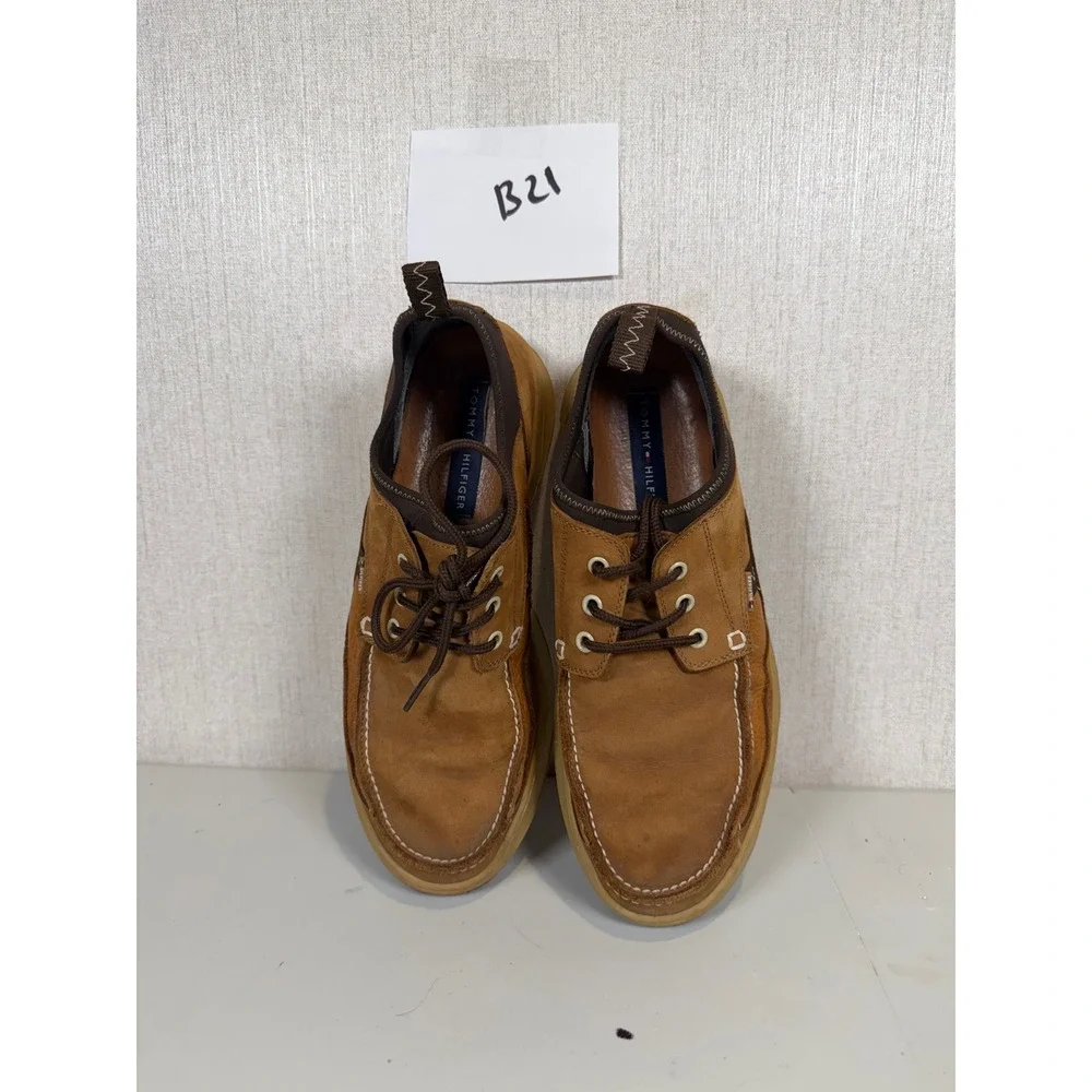 Tommy Hilfiger  brown‎ leather boat shoes men size us 11